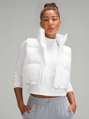 Lululemon Cropped White Puffer Vest Jacket